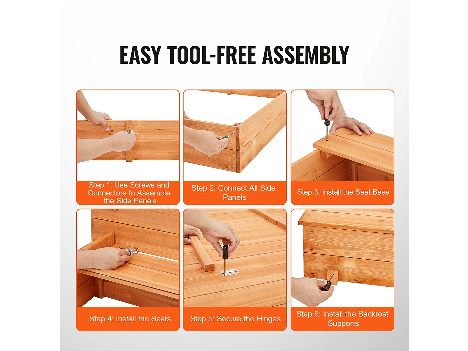 Bac à Sable en Bois, SucceBuy Bac à Sable en Bois Bac à Sable avec Doublure Inférieure pour L'extérieur de 3 à 12 Ans