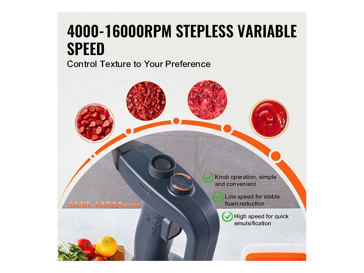 Liquidificador de Imersão Comercial SucceBuy de 350 W, Liquidificador Manual de Alta Resistência para Sopas e Molhos