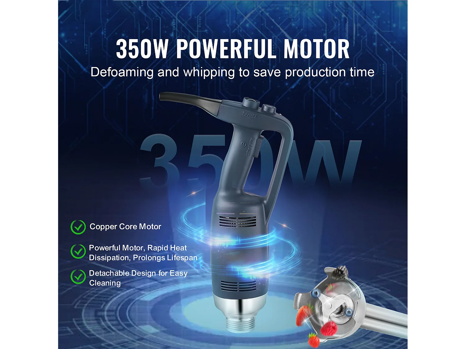 Mélangeur à Immersion SucceBuy Mélangeur à Immersion Commercial, Mélangeur à Main Robuste de 350 W pour la Préparation de Soupes et de Sauces.