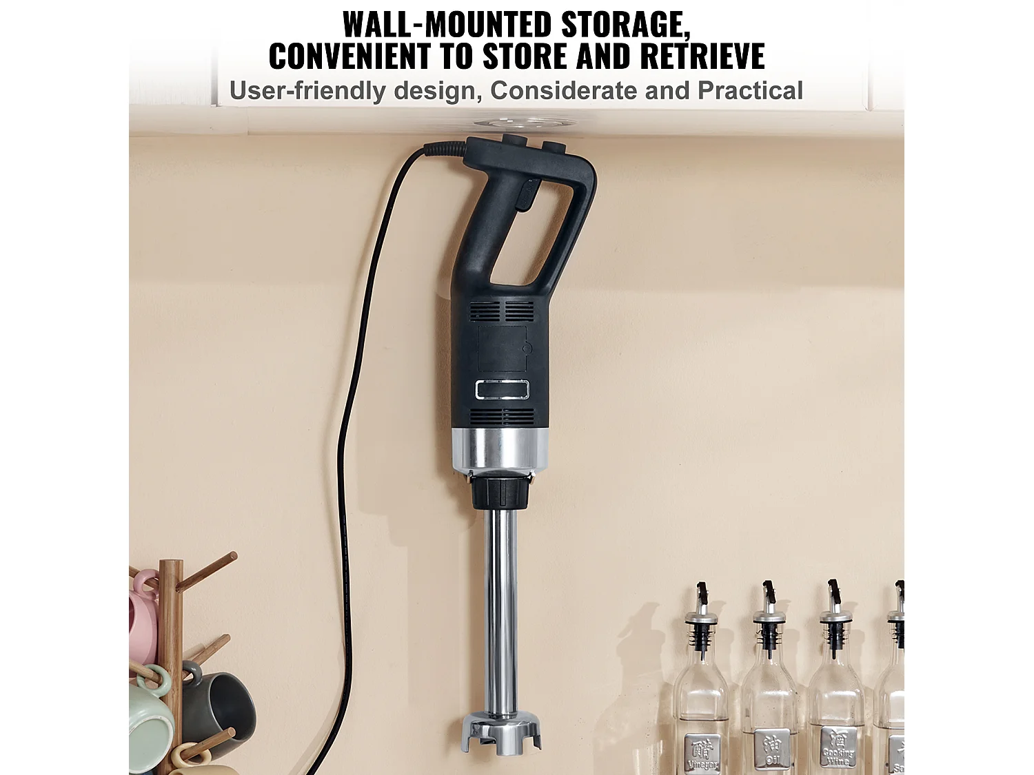 Mélangeur à Immersion SucceBuy Mélangeur à Immersion Commercial, Mélangeur à Main Robuste de 750 W, Vitesse Variable