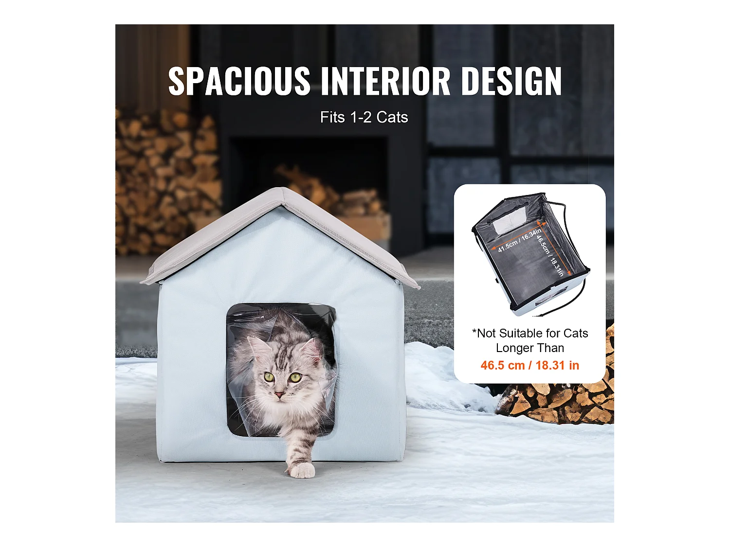 Maison pour Chat, SucceBuy Niche Chauffante pour Chat, Abri Pliable pour Chat avec Coussin Chauffant Arbre à chat, Bleu, Petit