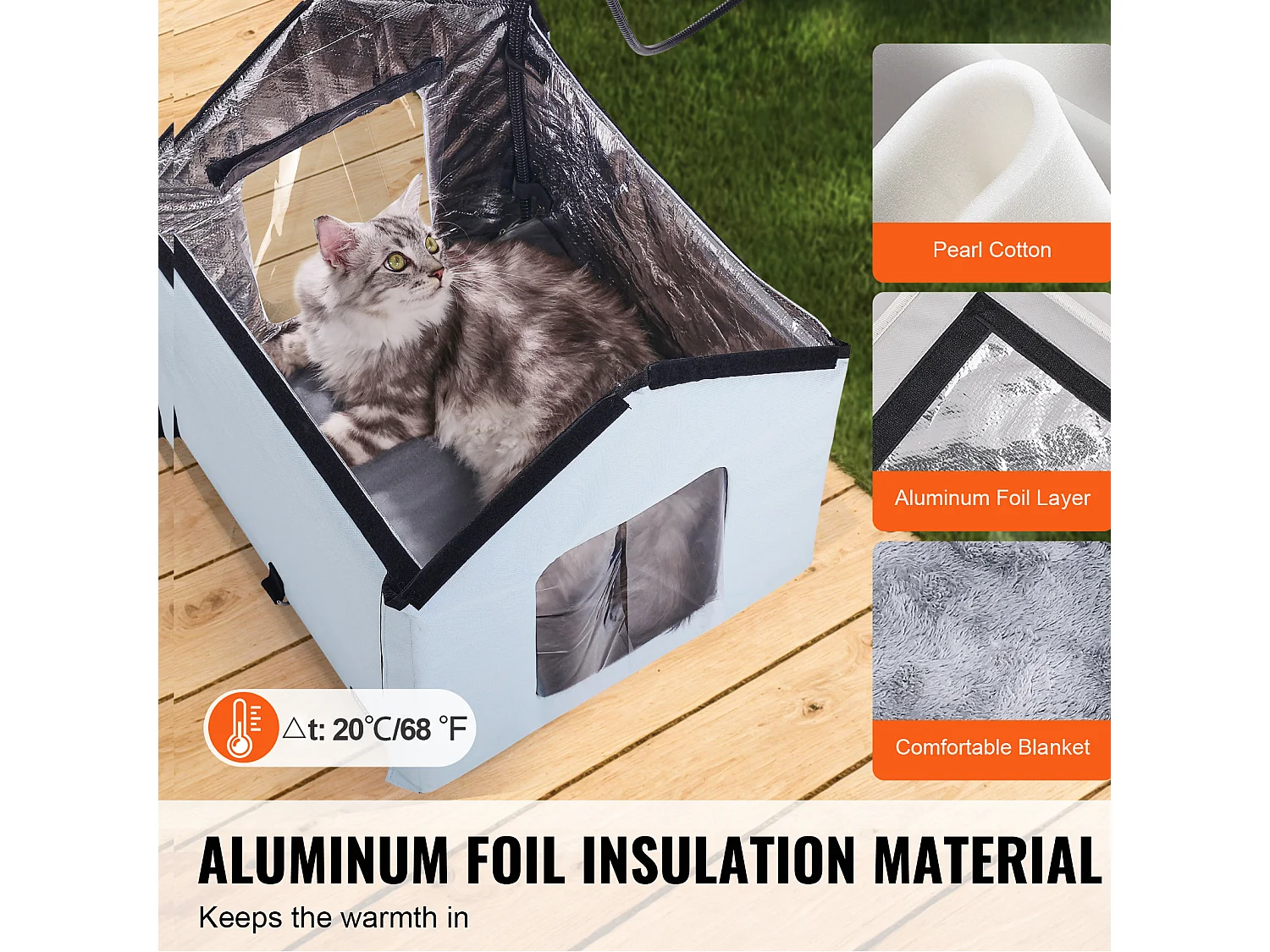 Cuccia per Gatti, SucceBuy Cuccia Riscaldata per Gatti, Rifugio Pieghevole per Gatti con Cuscinetto Riscaldante, Blu, Piccola
