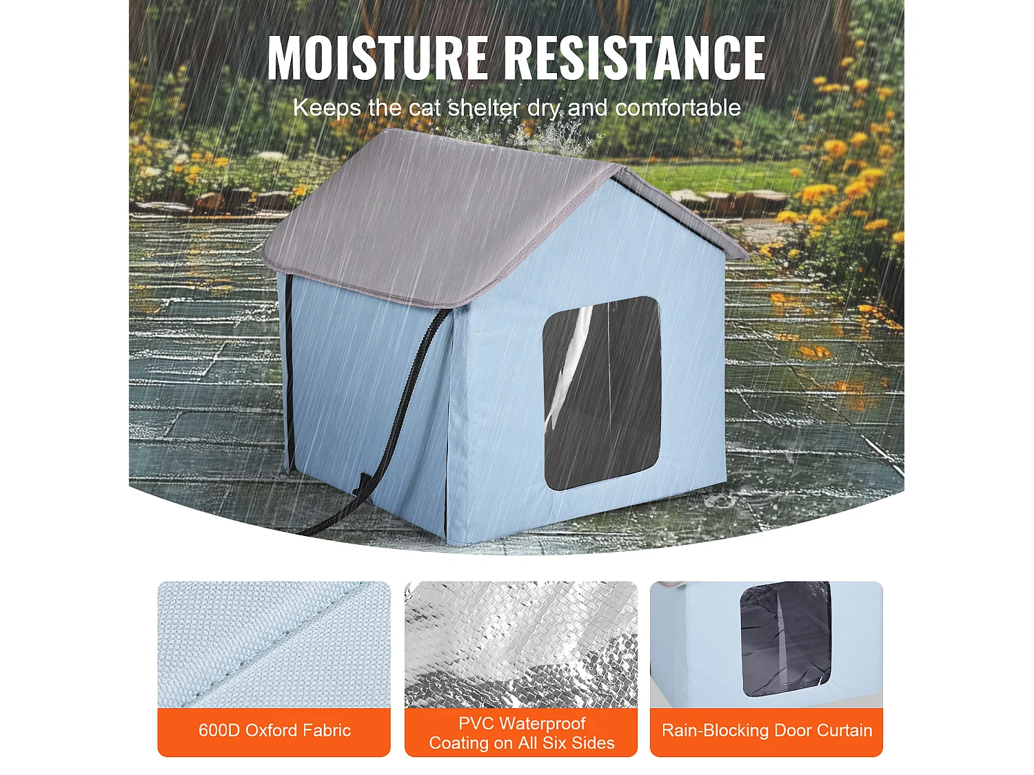 Cuccia per Gatti, SucceBuy Cuccia Riscaldata per Gatti, Rifugio Pieghevole per Gatti con Cuscinetto Riscaldante, Blu, Piccola