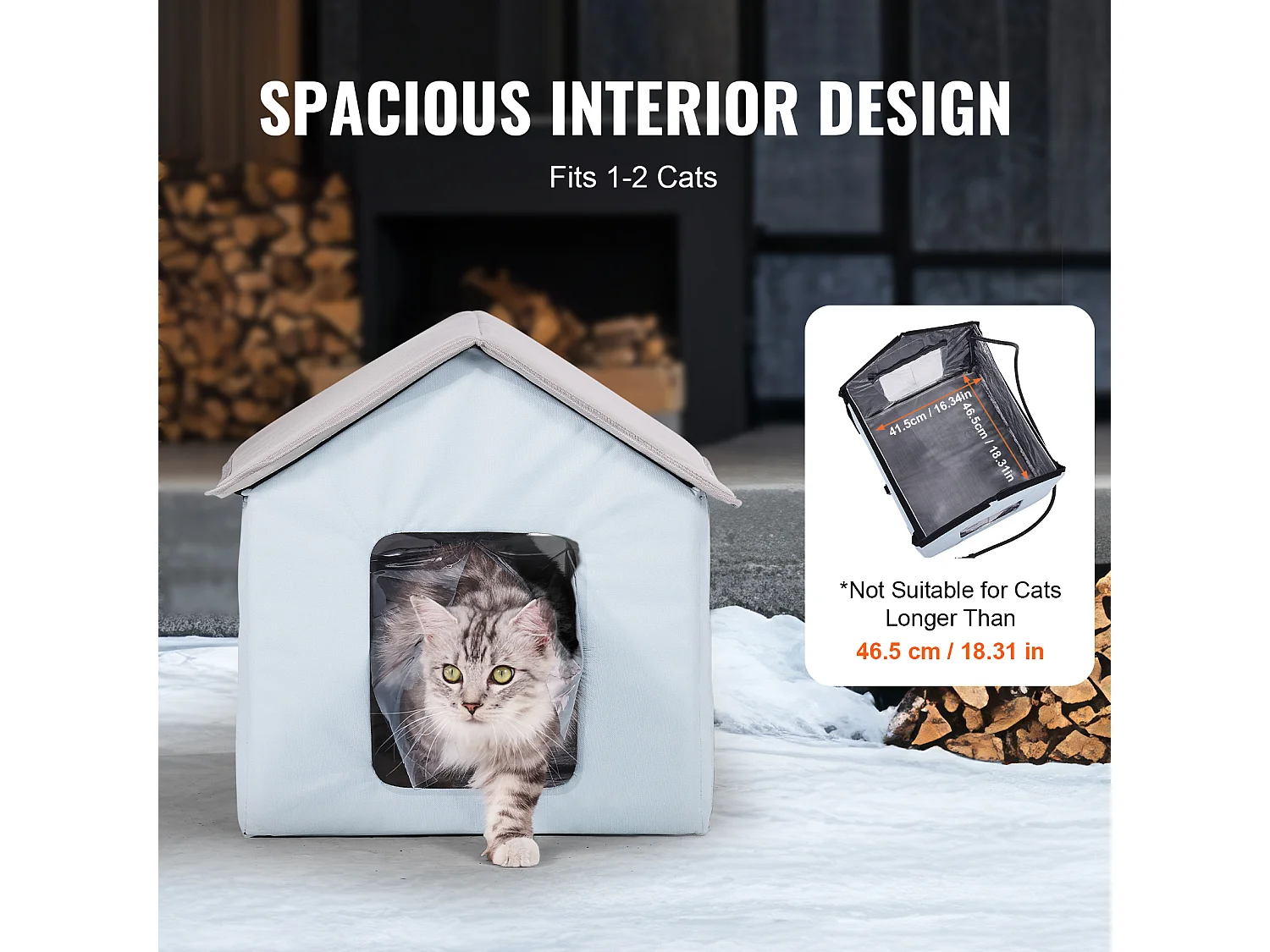 Cuccia per Gatti, SucceBuy Cuccia Riscaldata per Gatti, Rifugio Pieghevole per Gatti con Cuscinetto Riscaldante, Blu, Piccola