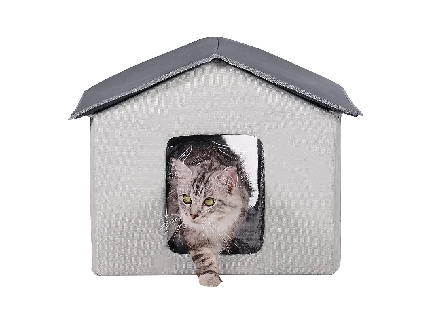 Maison pour Chat, SucceBuy Niche Chauffante pour Chat , Abri Pliable pour Chat avec Coussin Chauffant, Gris, Taille M