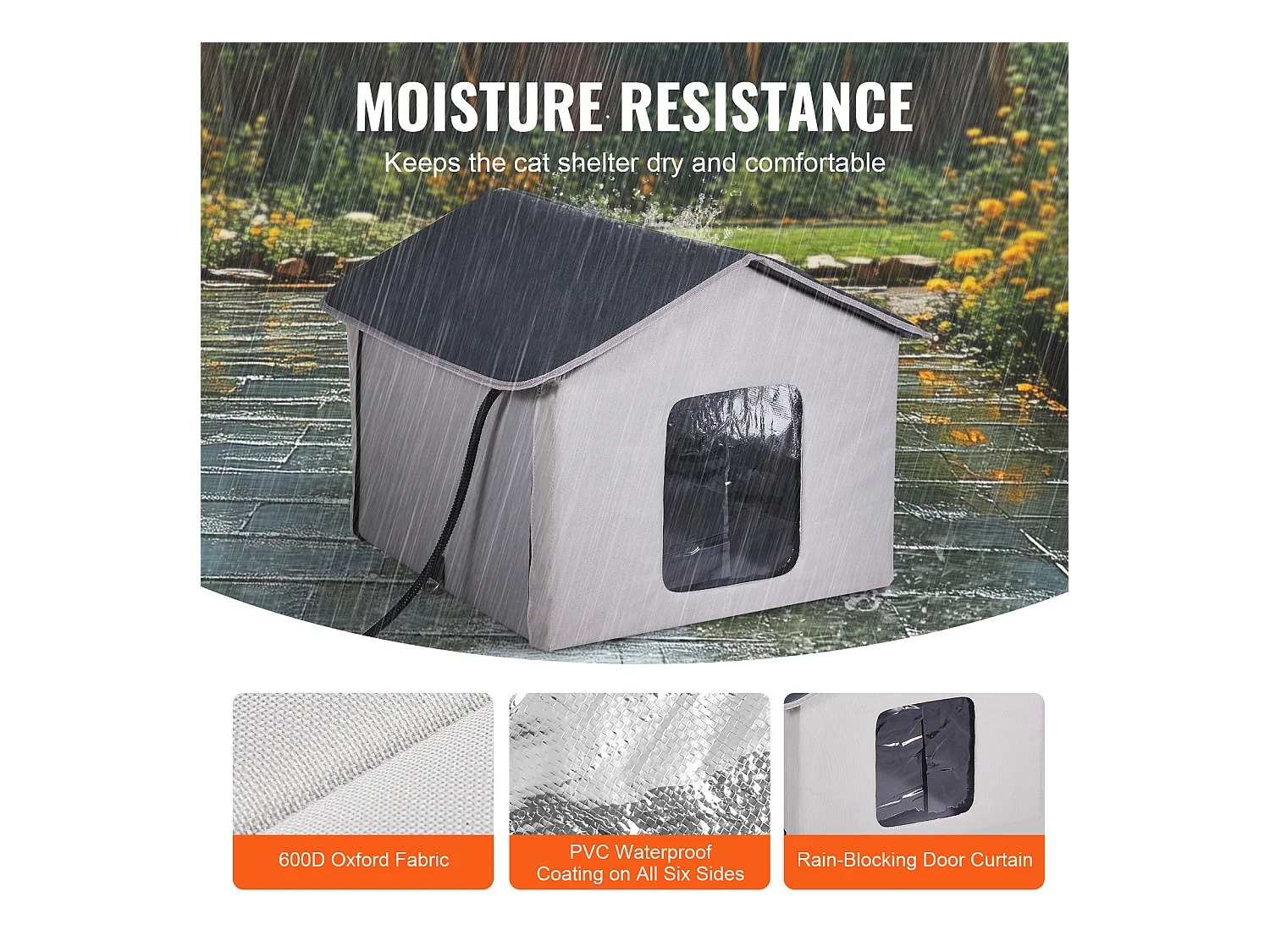 Maison pour Chat, SucceBuy Niche Chauffante pour Chat , Abri Pliable pour Chat avec Coussin Chauffant, Gris, Taille M