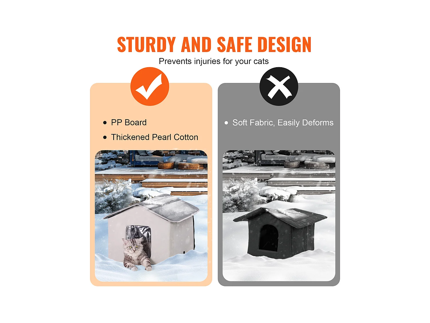 Maison pour Chat, SucceBuy Niche Chauffante pour Chat , Abri Pliable pour Chat avec Coussin Chauffant, Gris, Taille M