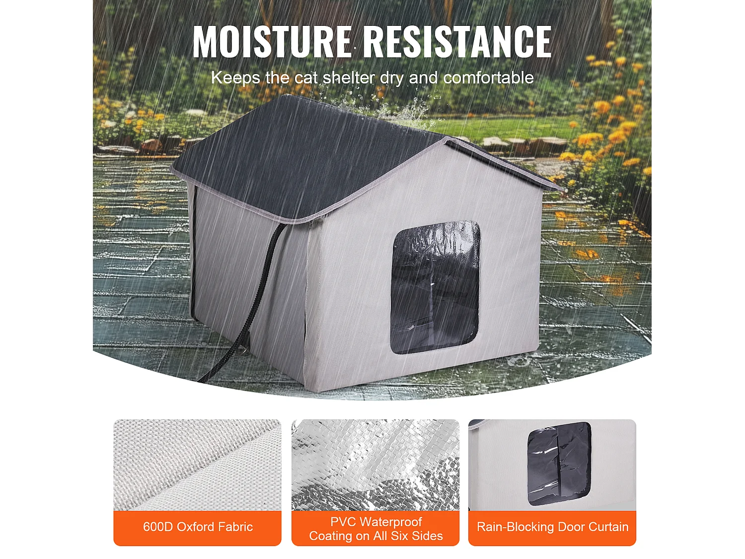 Caseta para Gatos SucceBuy con Calefacción, Plegable y con Almohadilla Térmica, Gris, Talla M