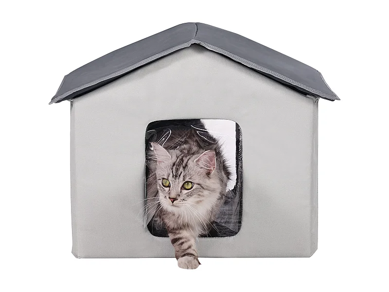 Caseta para Gatos SucceBuy con Calefacción, Plegable y con Almohadilla Térmica, Gris, Talla M