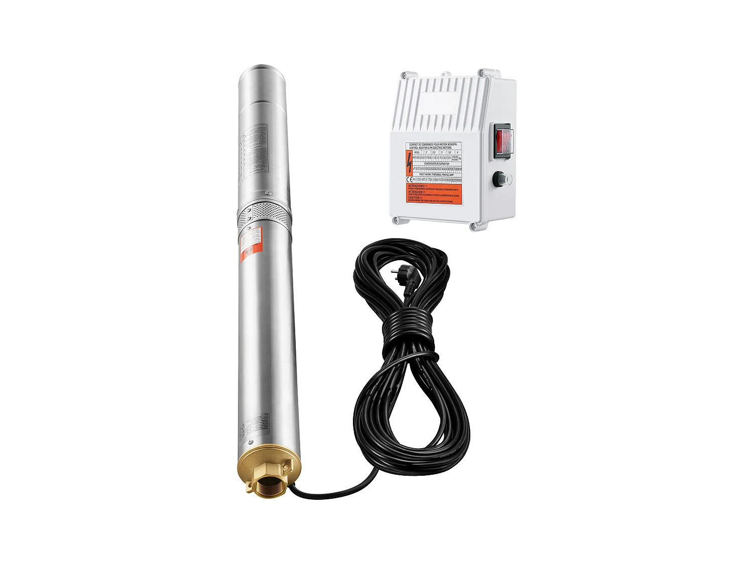 Pompe pour Puits Profonds SucceBuy Pompe pour Puits Profonds 1500 W 9,8 m³/h 108 m avec Boîtier de Commande