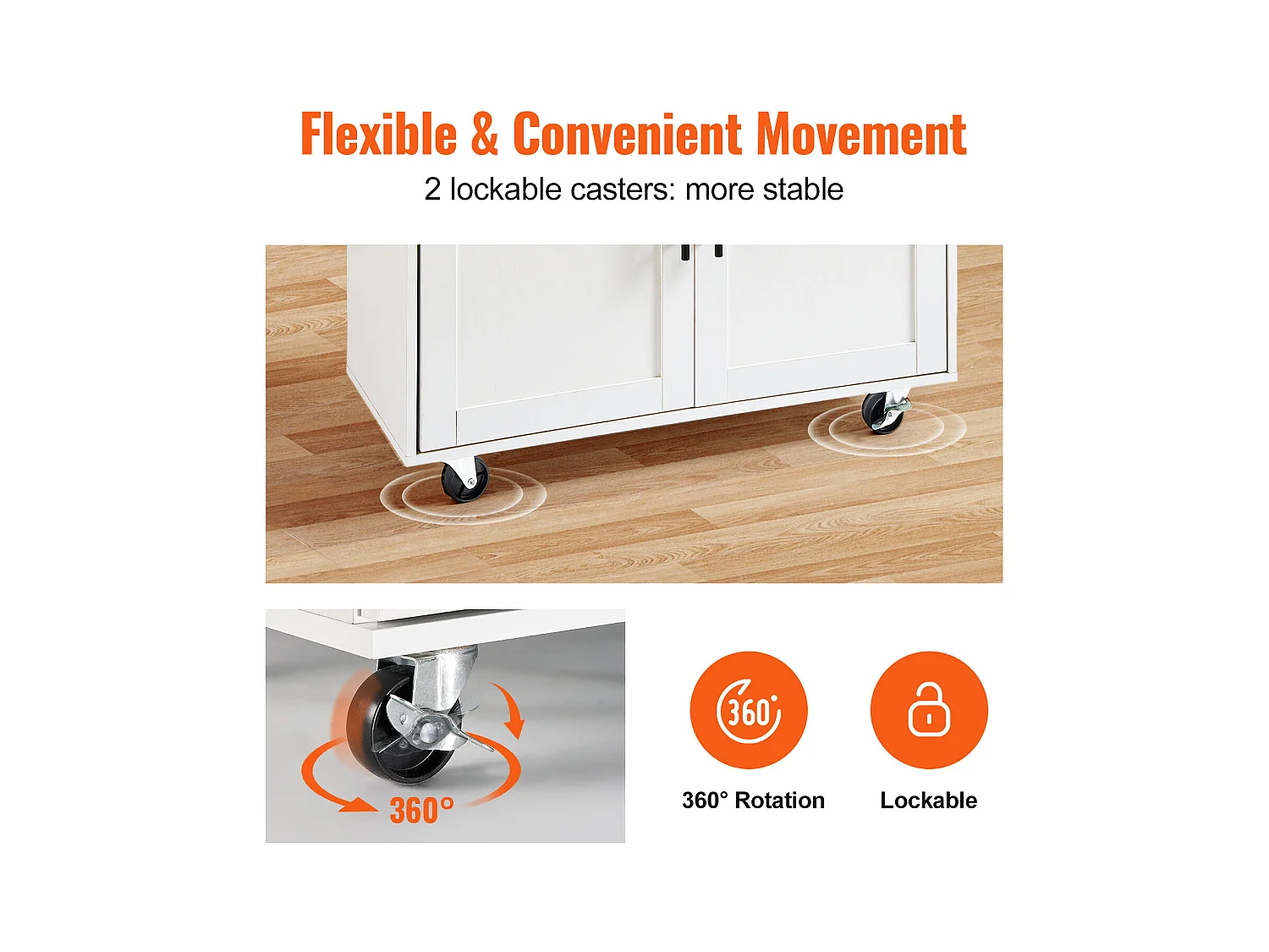 Ilot central SucceBuy Chariot pour Îlot de Cuisine de 89.9CM, Armoire de Rangement Roulante avec Tiroir et Support, Blanc