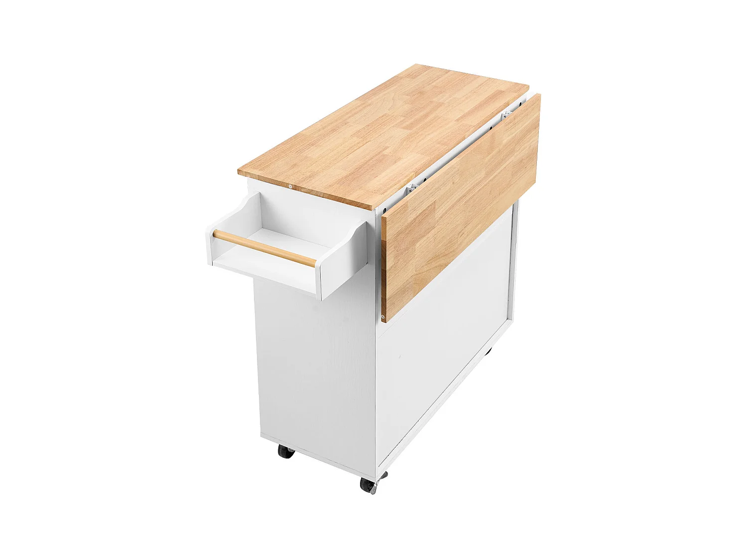Ilot central SucceBuy Chariot pour Îlot de Cuisine de 89.9CM, Armoire de Rangement Roulante avec Tiroir et Support, Blanc