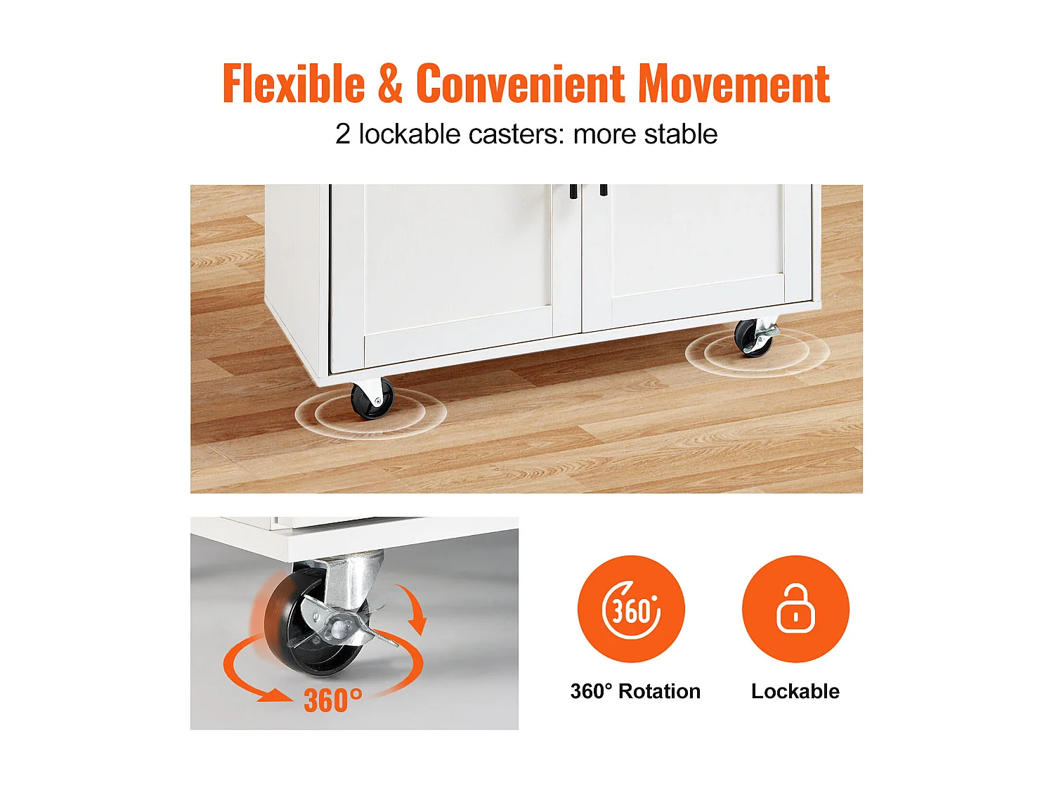 Ilot central SucceBuy Chariot pour Îlot de Cuisine de 89.9CM, Armoire de Rangement Roulante avec Tiroir et Support, Blanc