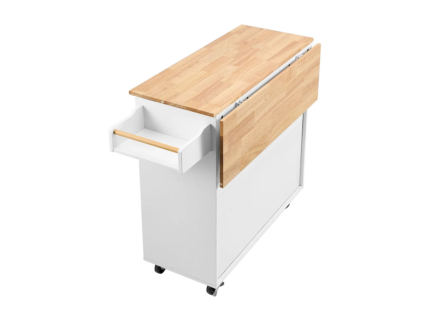 Ilot central SucceBuy Chariot pour Îlot de Cuisine de 89.9CM, Armoire de Rangement Roulante avec Tiroir et Support, Blanc
