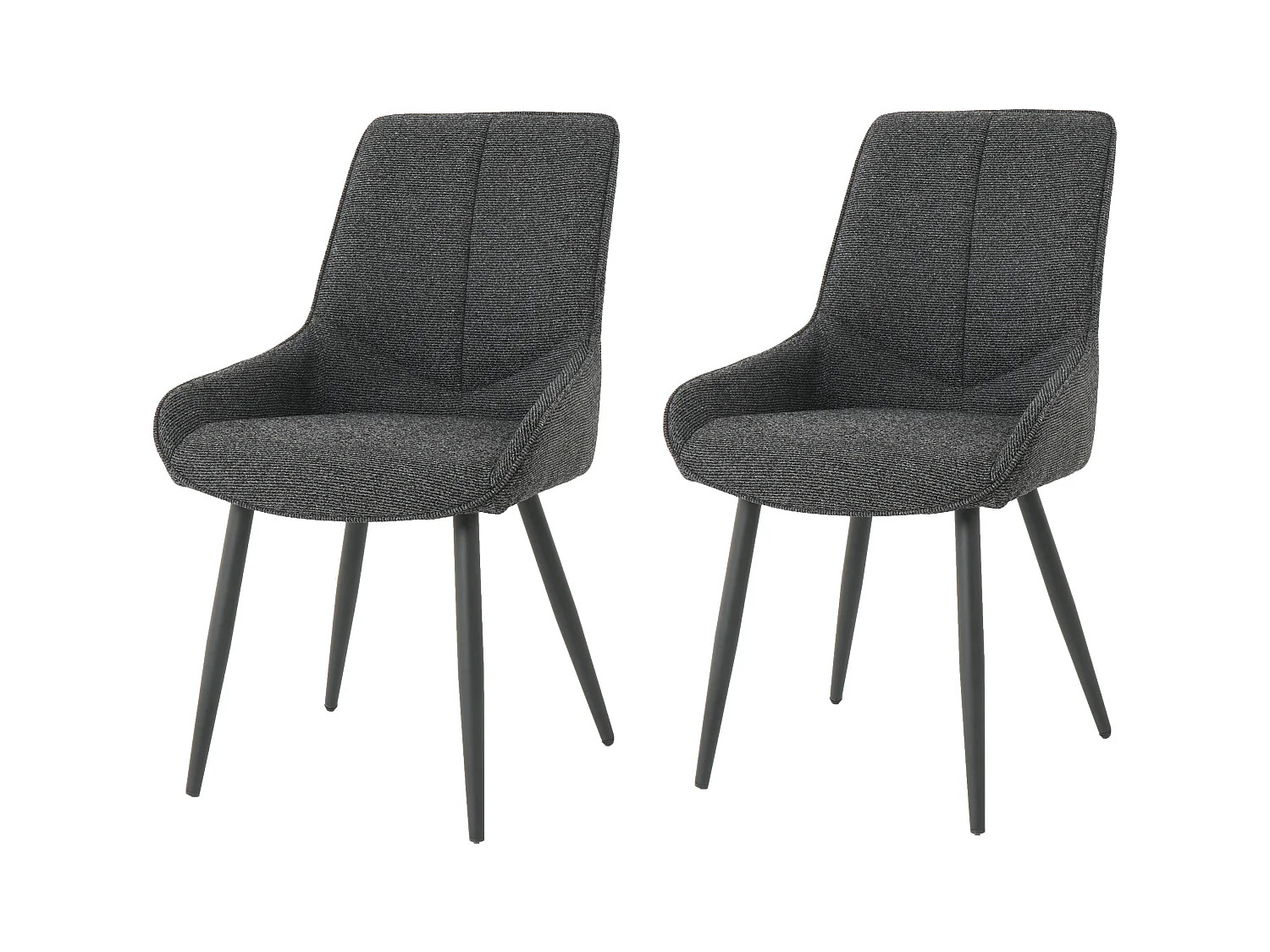 Lot de 2 chaises BJORN en tissu pour cuisine ou salle à manger, pieds en métal noir