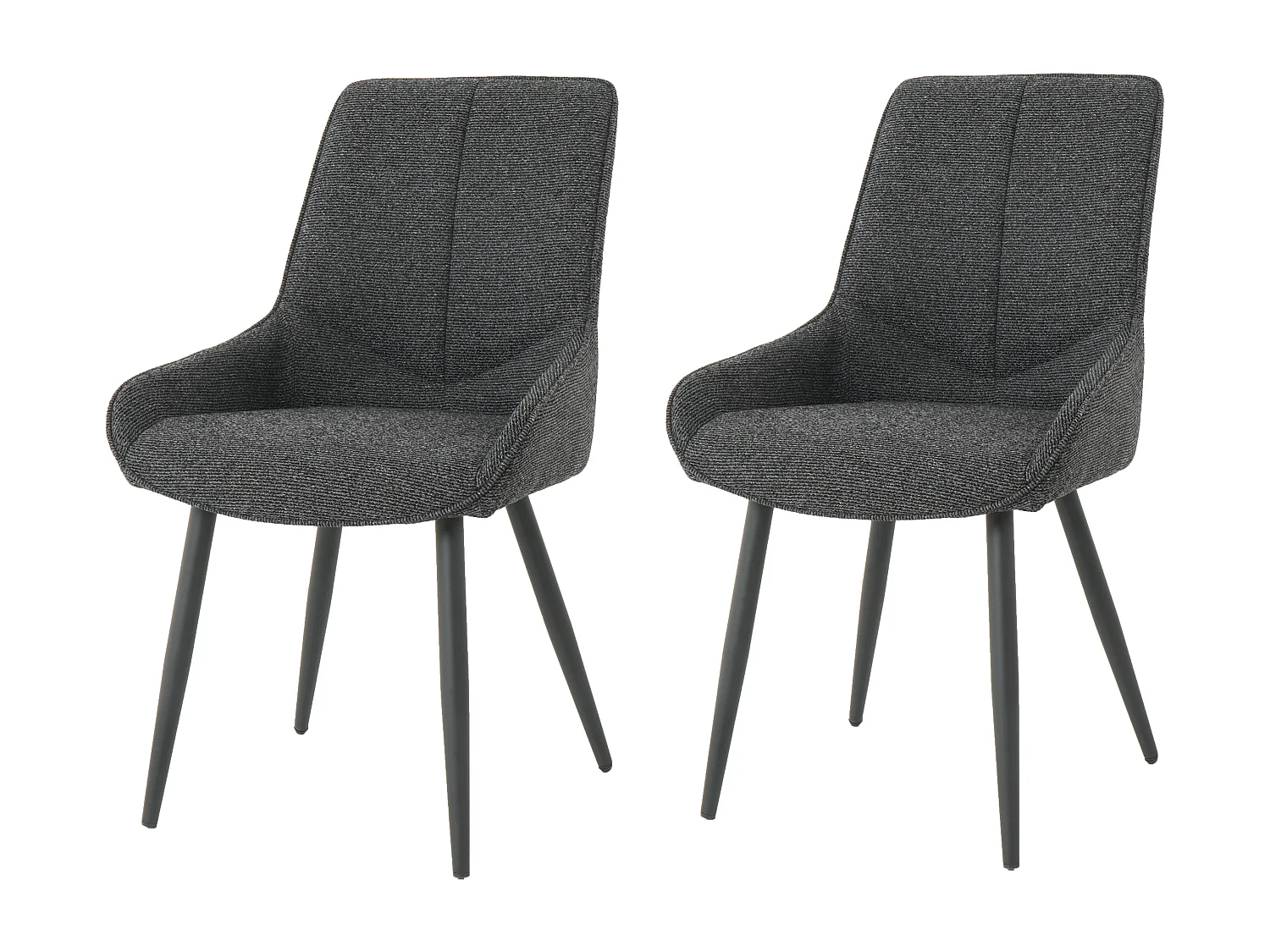 Lot de 2 chaises BJORN en tissu pour cuisine ou salle à manger, pieds en métal noir