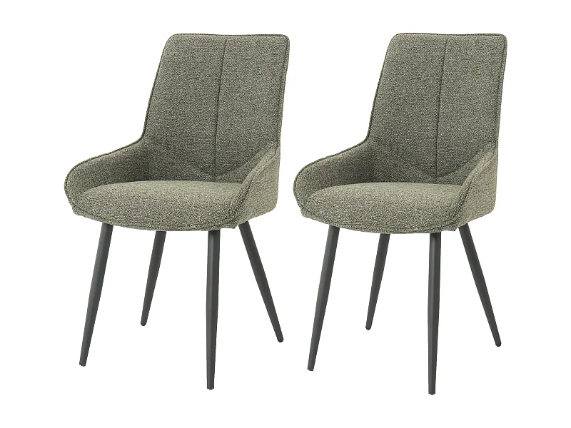 Lot de 2 chaises BJORN en tissu pour cuisine ou salle à manger, pieds en métal noir
