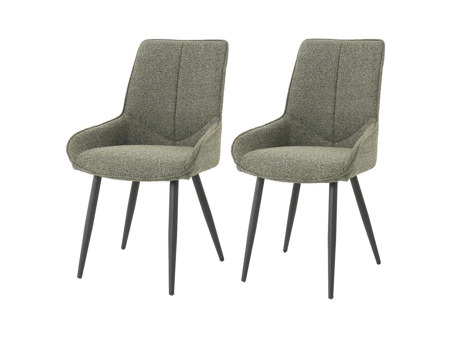 Lot de 2 chaises BJORN en tissu pour cuisine ou salle à manger, pieds en métal noir