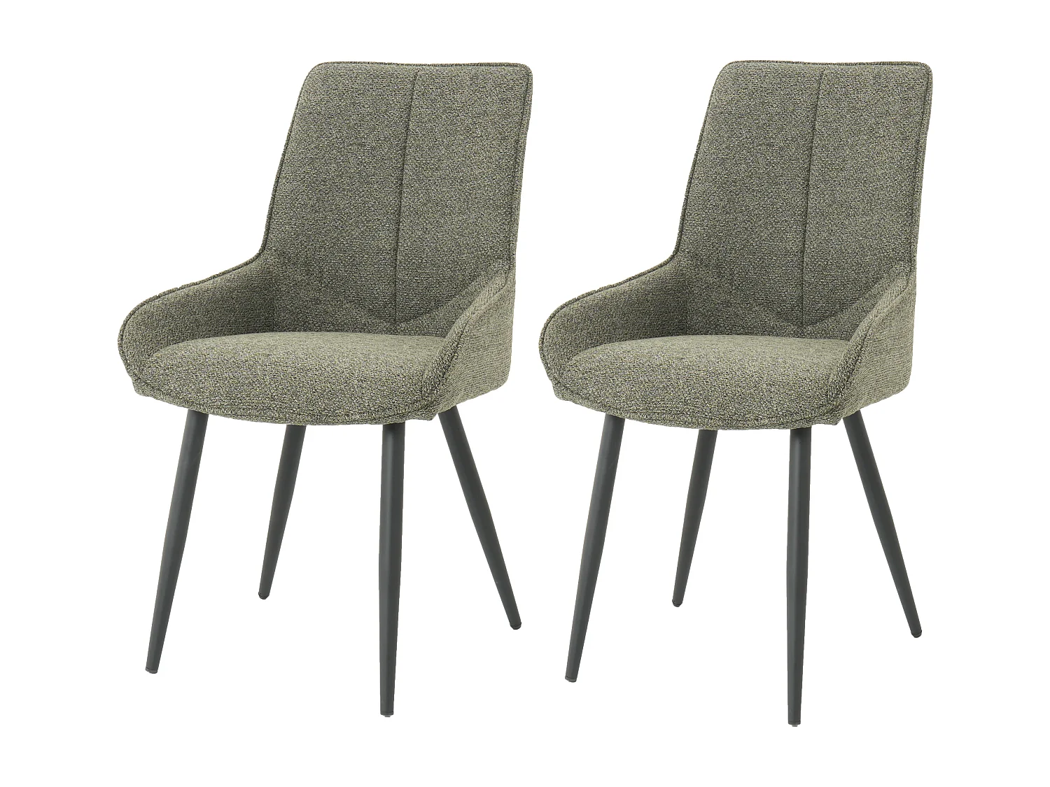 Lot de 2 chaises BJORN en tissu pour cuisine ou salle à manger, pieds en métal noir