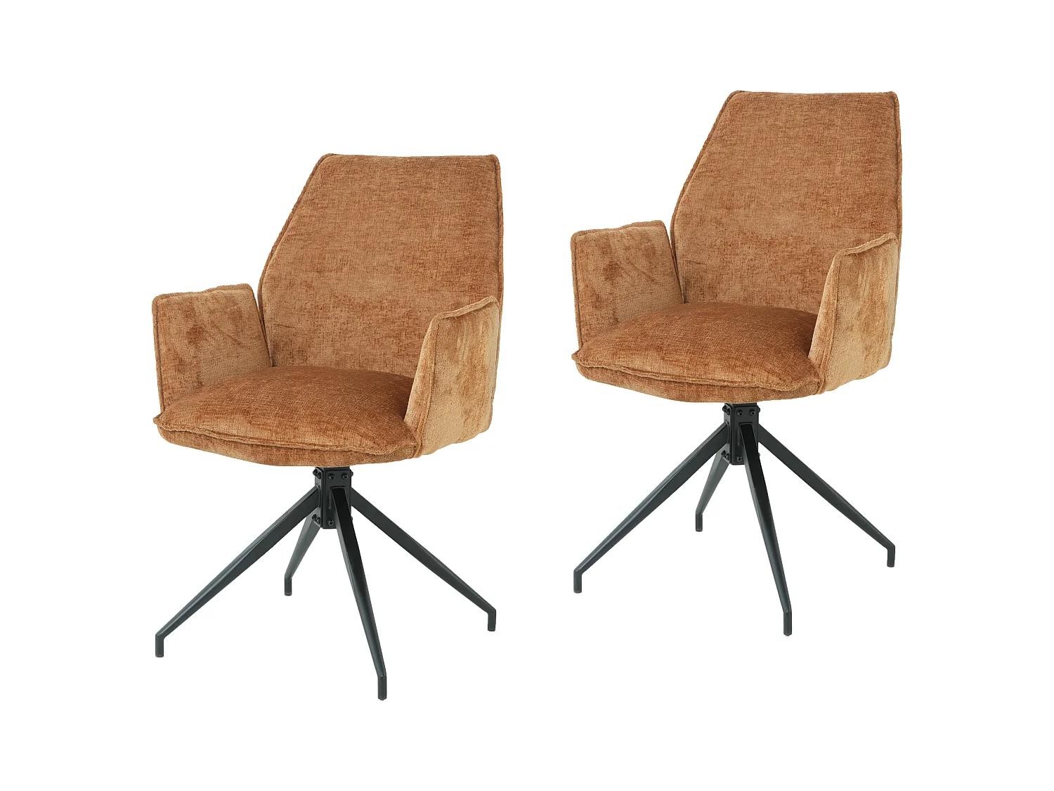 Lot de 2 chaises FITOUS pivotantes avec accoudoirs en tissu pour  salle à manger, pieds en métal noir