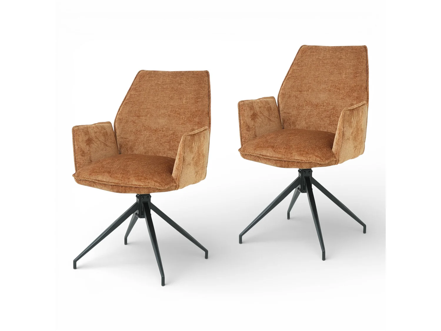 Lot de 2 chaises avec accoudoirs pivotantes tissu orange - FITOUS