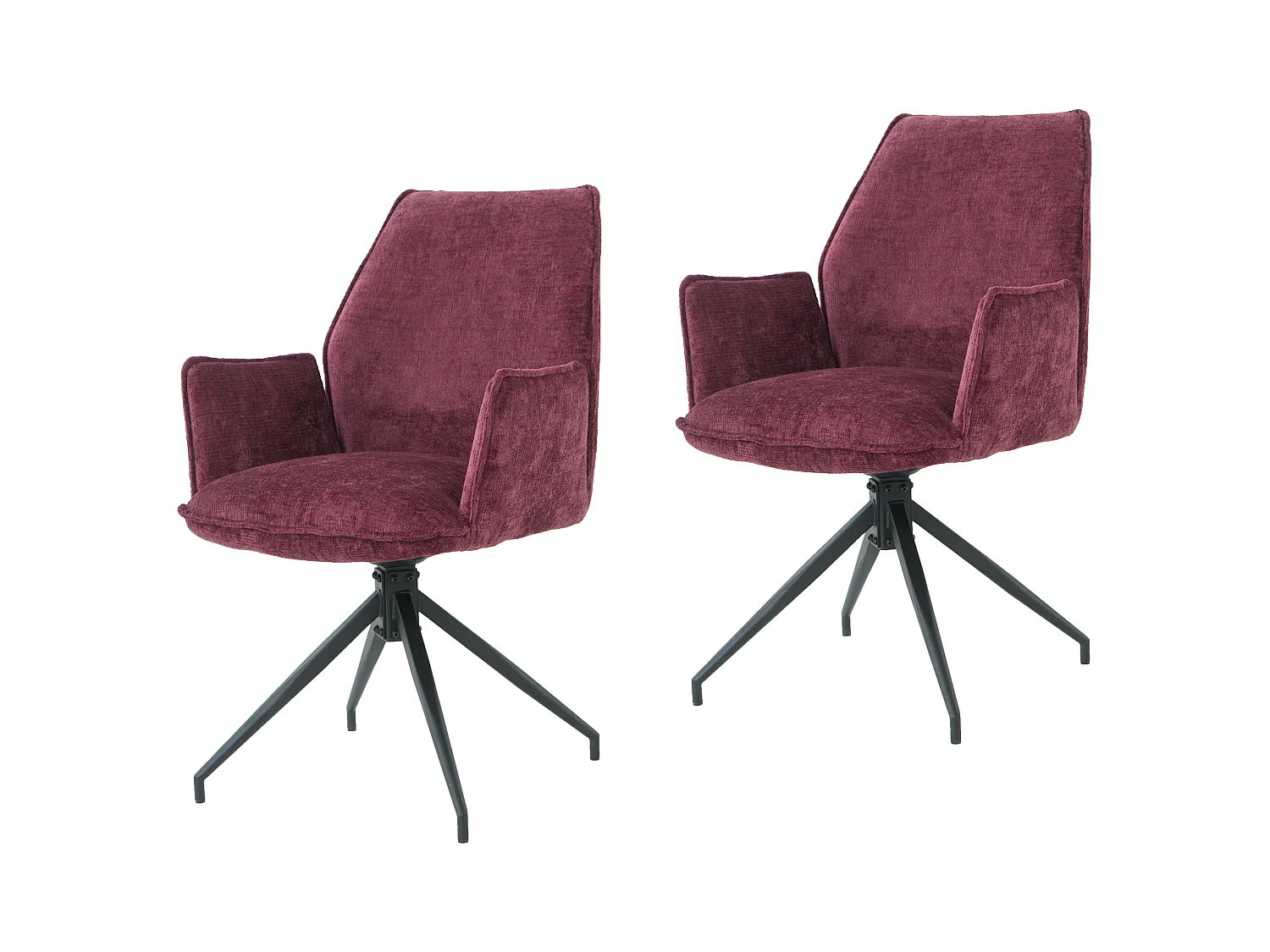 Lot de 2 chaises FITOUS pivotantes avec accoudoirs en tissu pour  salle à manger, pieds en métal noir