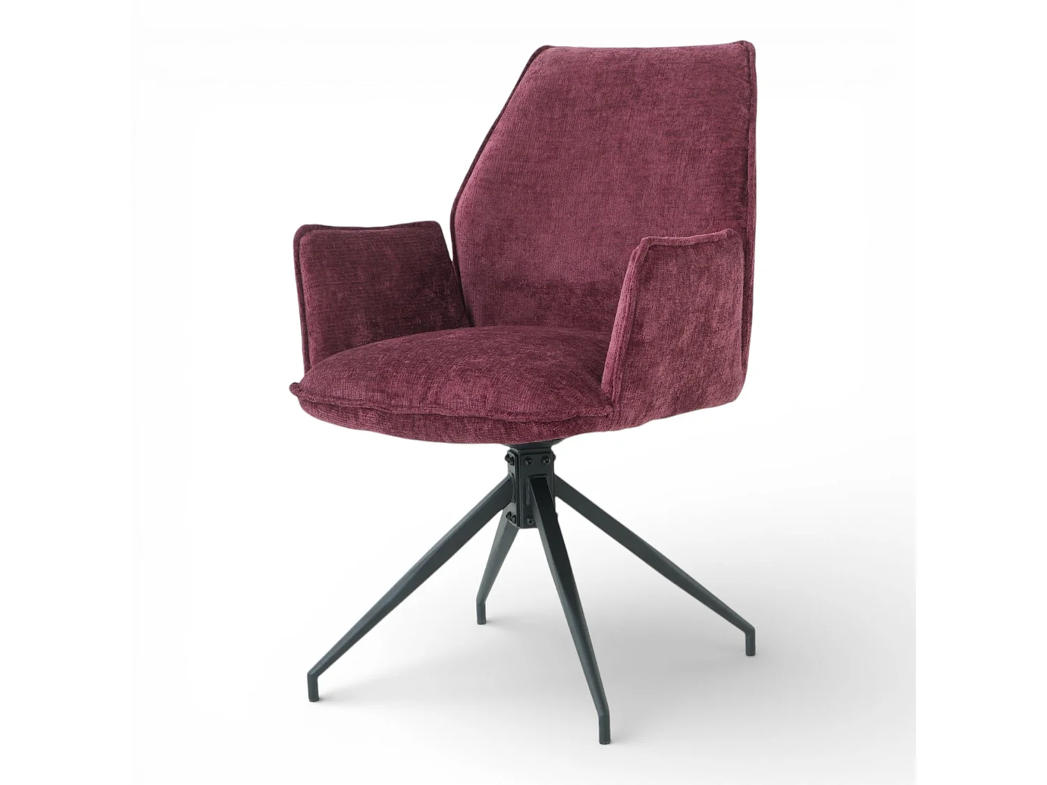 Lot de 2 chaises avec accoudoirs pivotantes tissu bordeaux - FITOUS