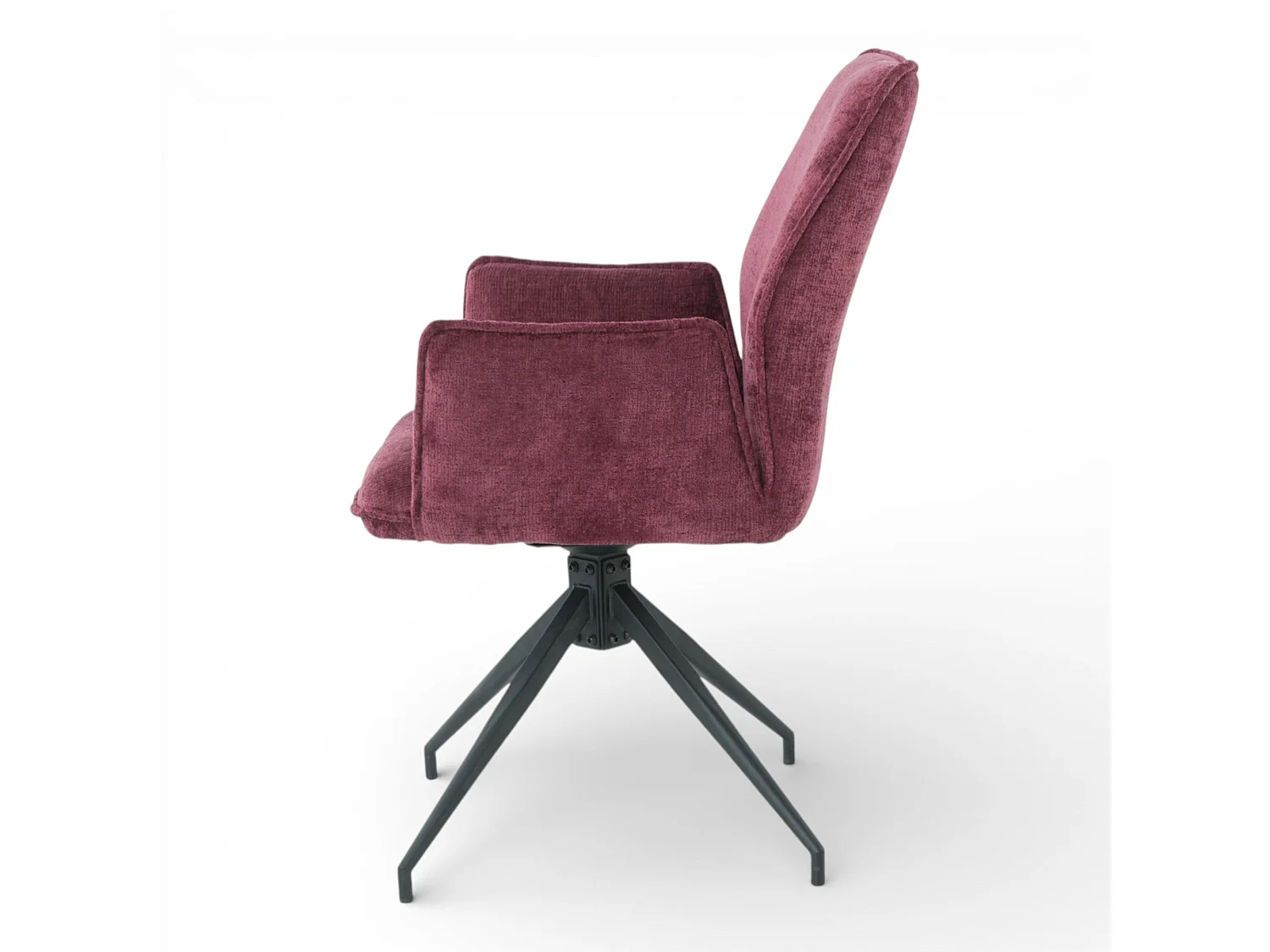 Lot de 2 chaises avec accoudoirs pivotantes tissu bordeaux - FITOUS