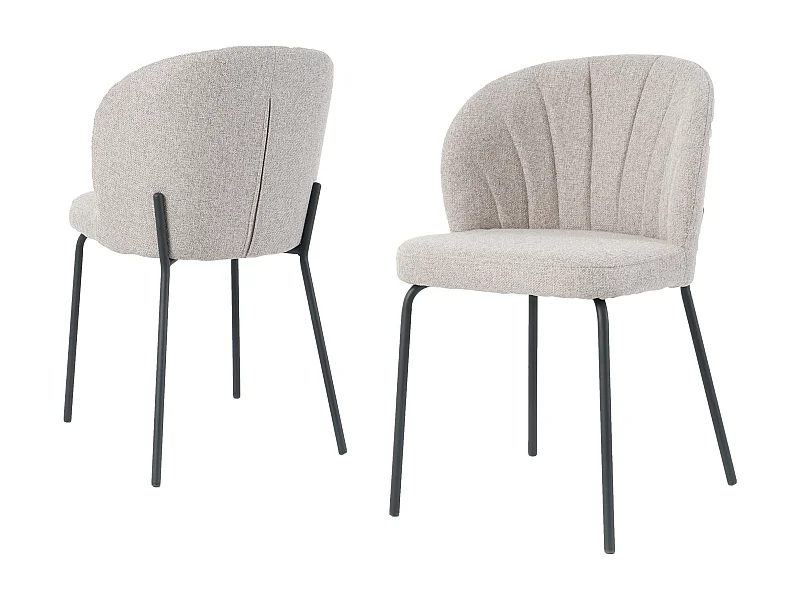 Lot de 2 chaises LUMOS en tissu pour cuisine ou salle à manger, pieds en métal noir