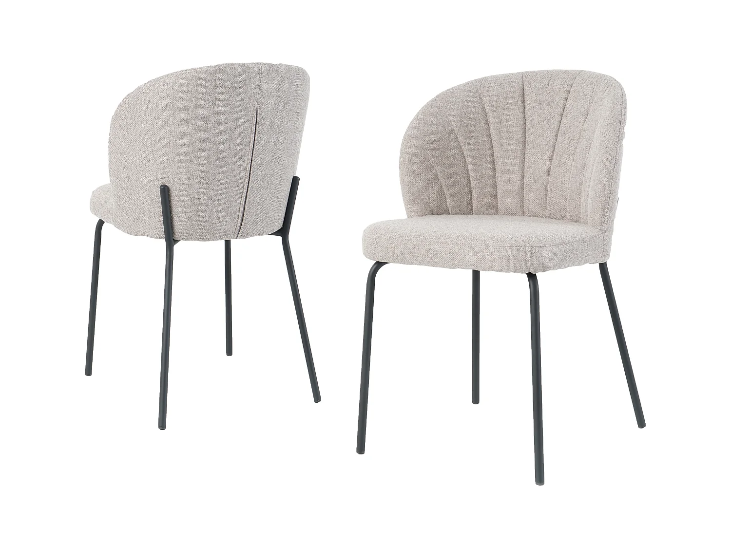 Lot de 2 chaises LUMOS en tissu pour cuisine ou salle à manger, pieds en métal noir