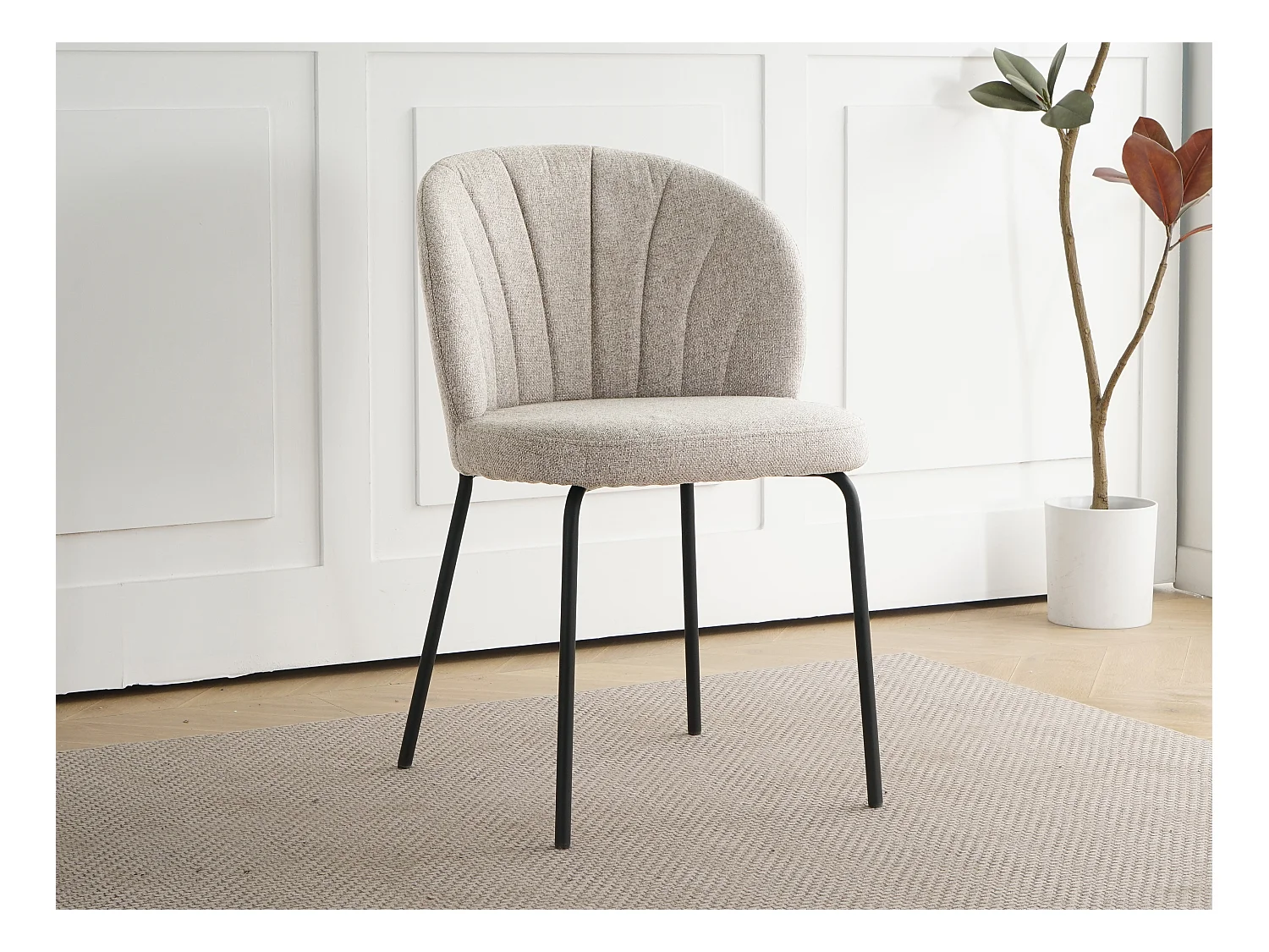 Lot de 2 chaises LUMOS en tissu pour cuisine ou salle à manger, pieds en métal noir