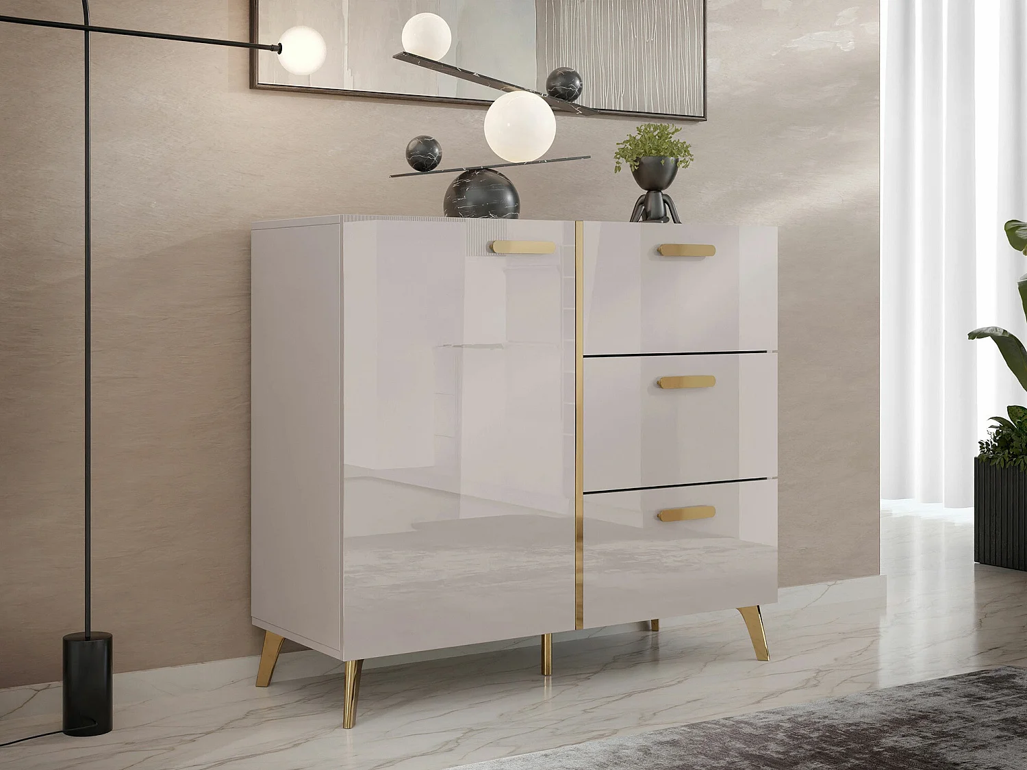 Cómoda Comfivo Teslomo 108, Com gavetas e portas, 9x10x4cm