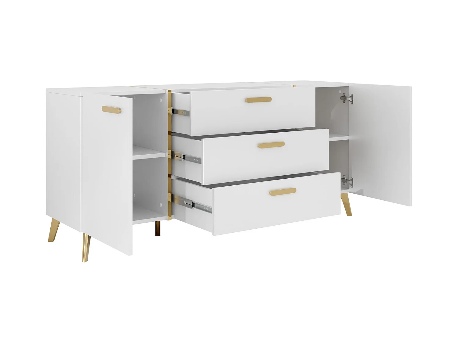 Commode Comfivo Teslomo 109, Cachemire Brillant|Cachemire|Doré, Avec tiroirs et portes,