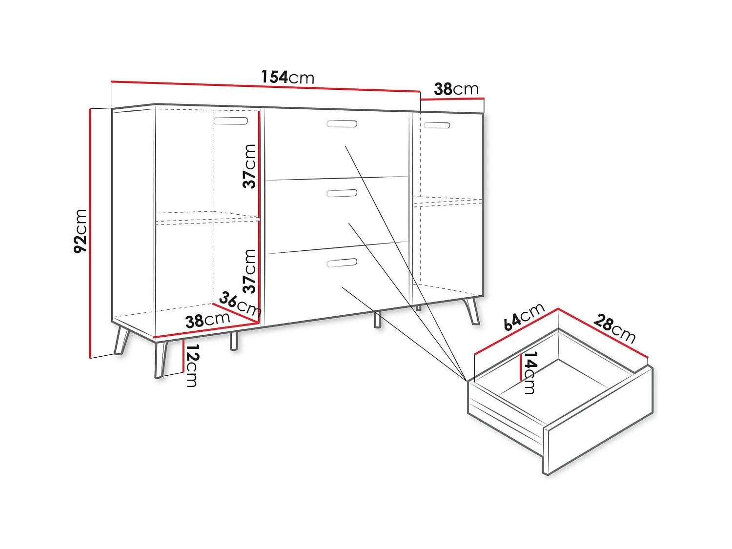 Commode Comfivo Teslomo 109, Cachemire Brillant|Cachemire|Doré, Avec tiroirs et portes,