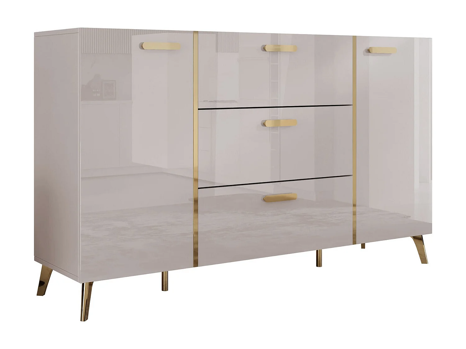 Commode Comfivo Teslomo 109, Doré|Cachemire Brillant|Cachemire, Tiroirs et portes, 92cm