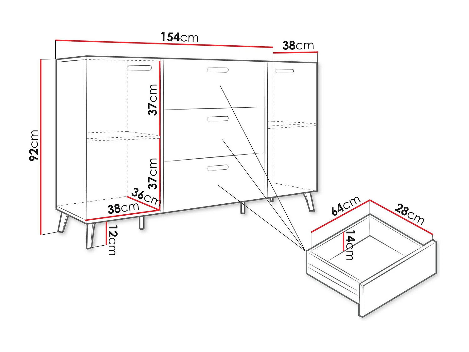 Commode Comfivo Teslomo 109, Doré|Cachemire Brillant|Cachemire, Tiroirs et portes, 92cm