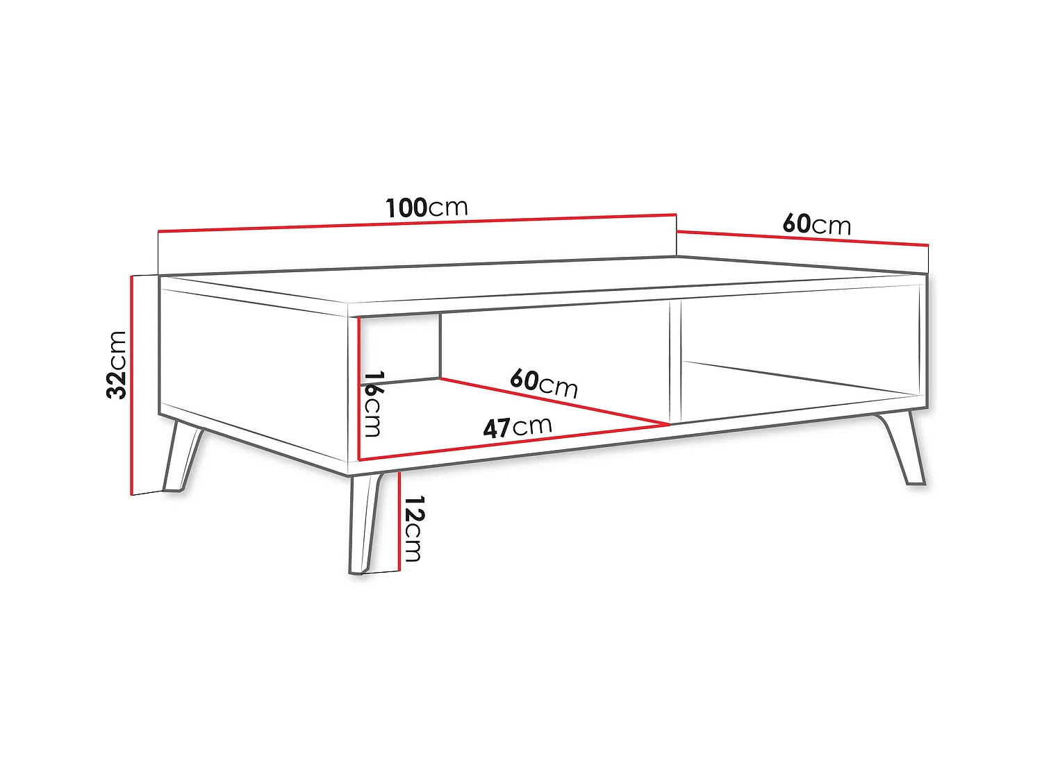 Mesa para revistas Teslomo 101, Placa de aglomerado laminado, 3x6x10cm