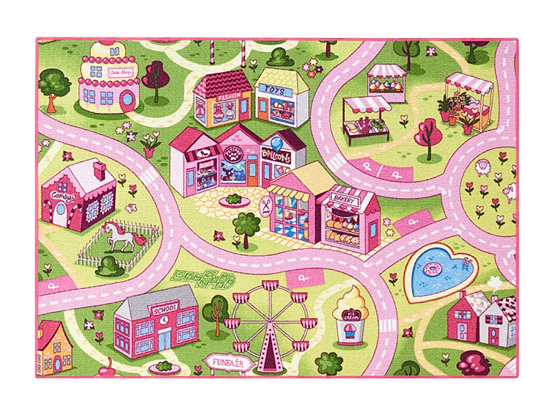 Tapete infantil AMBIHOME FAIRGROUND LIFE - antiderrapante, 95x133cm