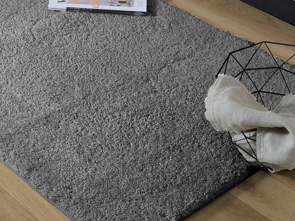 Tapete liso AMBIHOME CARACAS 01 - Cinzento, pelo alto, 115x170cm