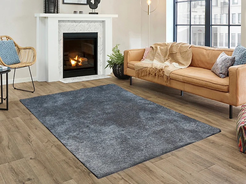 Tapete liso AMBIHOME CARACAS 01 - Cinzento, pelo alto, 115x170cm