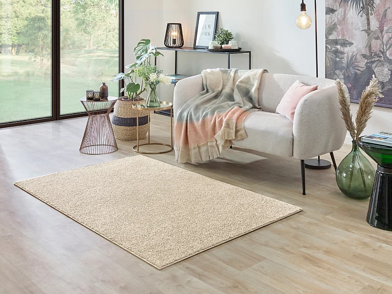 Tapete liso AMBIHOME KIND 01 - Creme, pelo baixo, 200x300cm