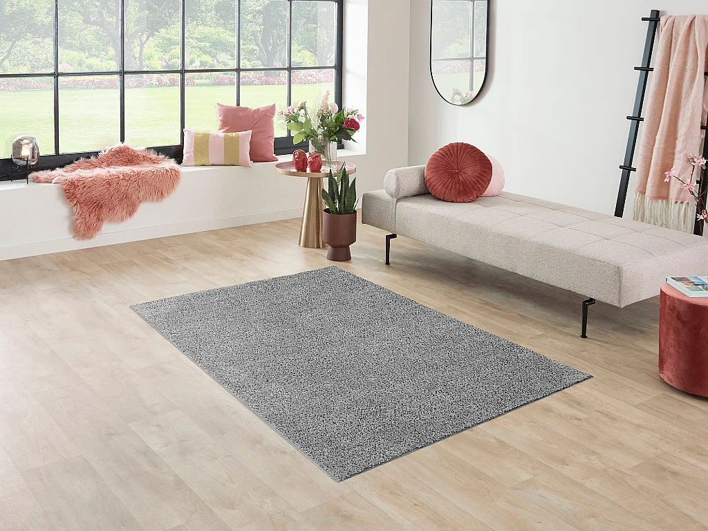 Tapete liso AMBIHOME KIND 03 - Cinza escuro, pelo baixo, 57x150cm