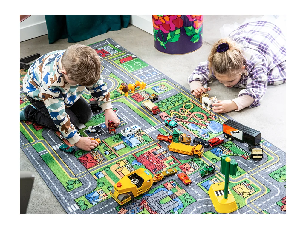 Tapete infantil AMBIHOME CITY LIFE - antiderrapante, 95x133cm