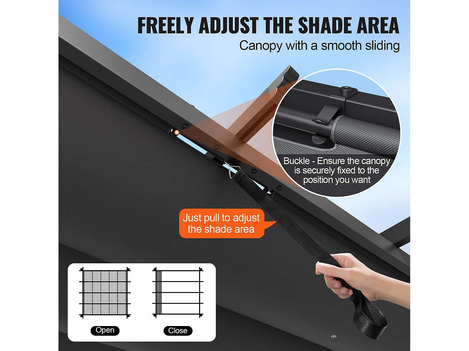 305 cm x 305 cm Intrekbare Buitenpergola SucceBuy Grijs