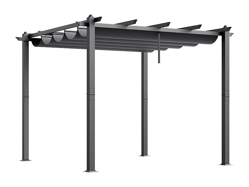 Pergola de Jardin Succebuy, Pergola Extérieure Rétractable 305 cm x 305 cm Gris