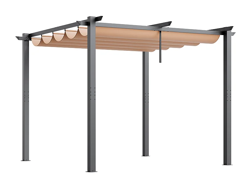 305 cm x 305 cm Buitenpergola met Uitschuifbaar Dak SucceBuy, Beige