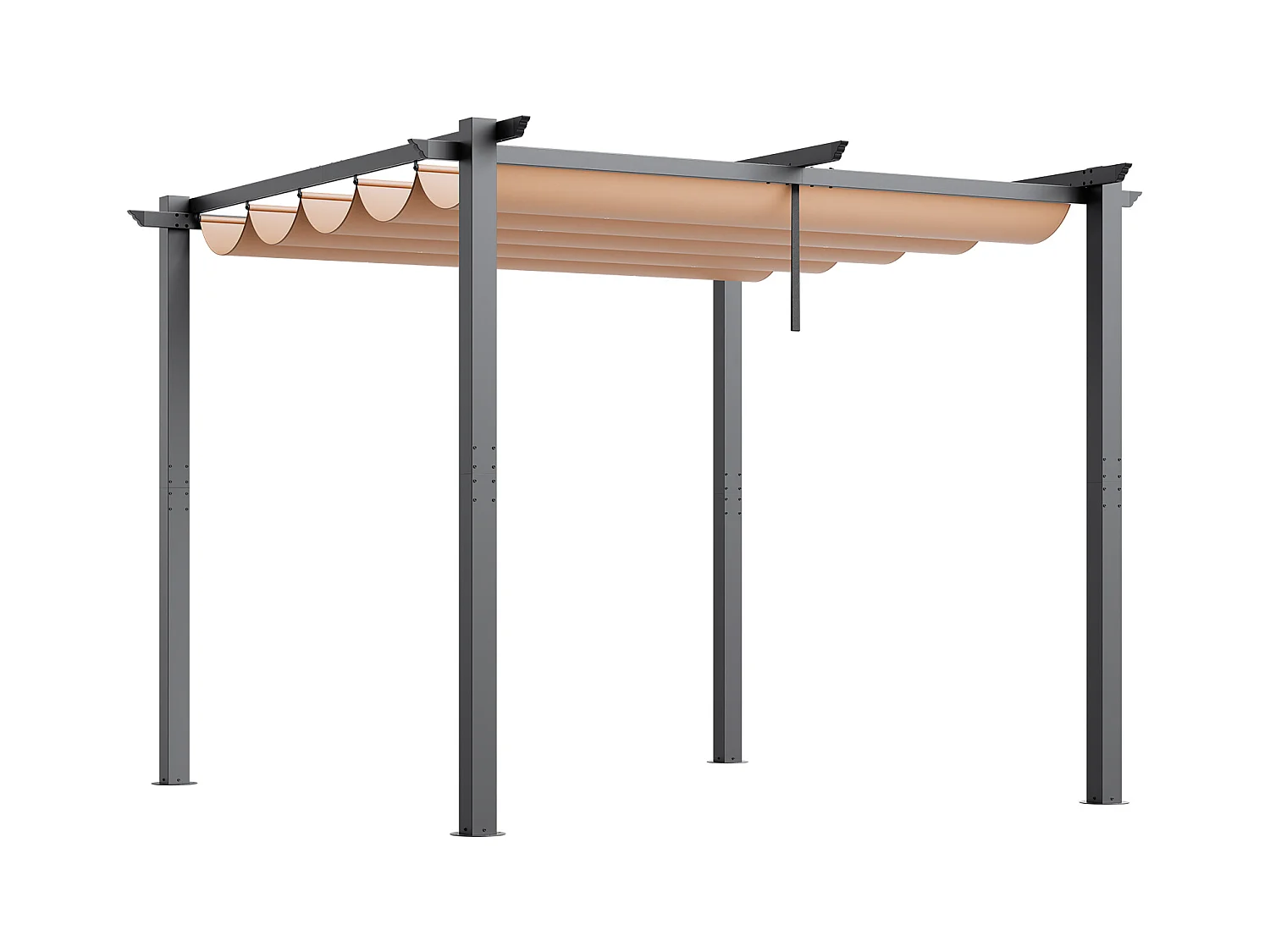 Pergola Extérieure SucceBuy 305 cm x 305 cm avec Auvent Rétractable Beige