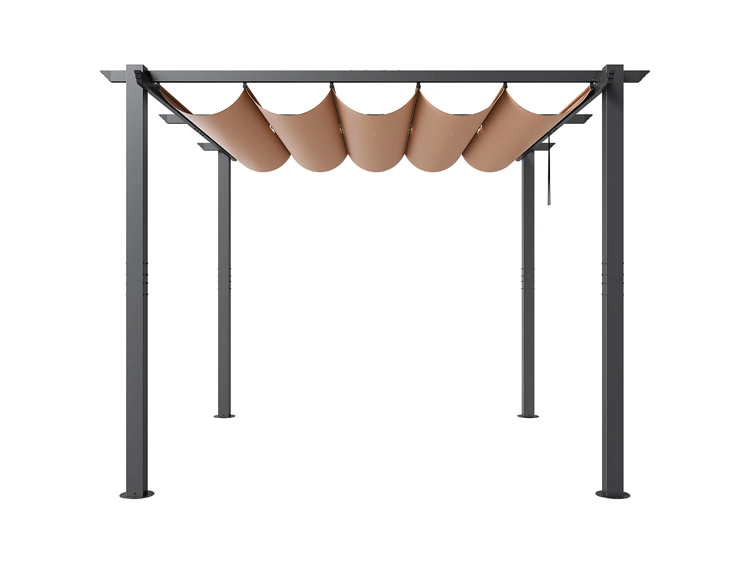 Pergola Extérieure SucceBuy 305 cm x 305 cm avec Auvent Rétractable Beige