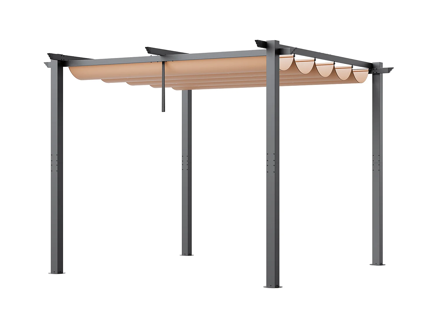 Pergola Extérieure SucceBuy 305 cm x 305 cm avec Auvent Rétractable Beige