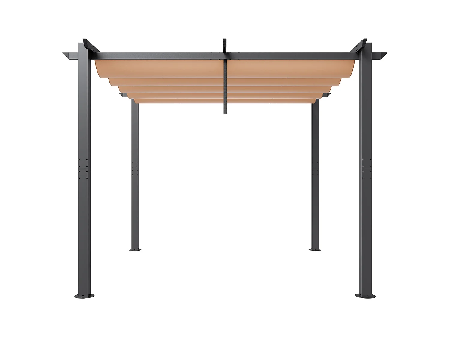 Pergola Extérieure SucceBuy 305 cm x 305 cm avec Auvent Rétractable Beige